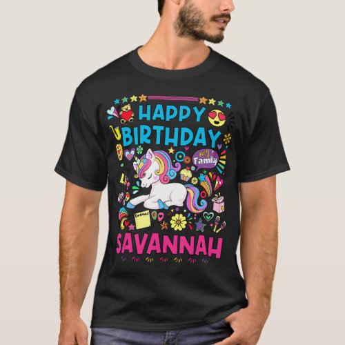 Personalized Happy Birthday Unicorn Rainbow Color  T_Shirt