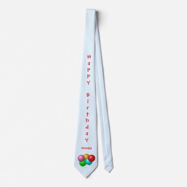 Personalized Happy Birthday Vibes Helium Balloons Neck Tie (Front)
