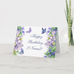 Personalized Happy Birthday Vintage Floral Card