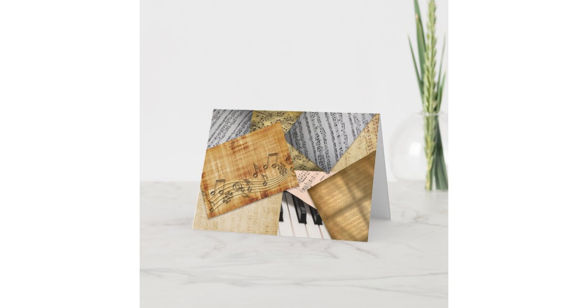 Personalized Happy Birthday Vintage Piano Music Card | Zazzle