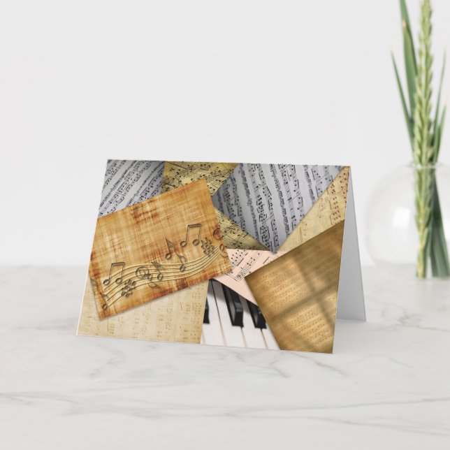 Personalized Happy Birthday Vintage Piano Music Card (Front)