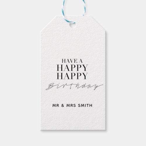 Personalized Happy Birthday White Gift Tags