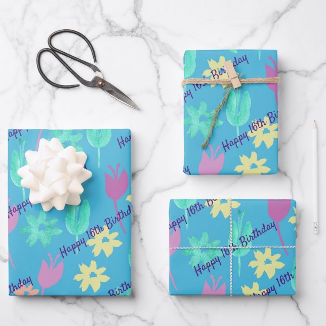 Personalized Happy Birthday Wrapping Paper (Front)