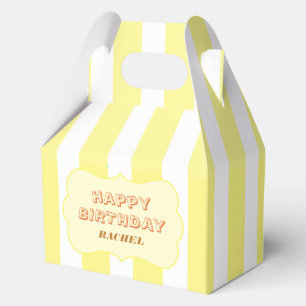 Personalized Happy Birthday Yellow Stripe Favor Boxes