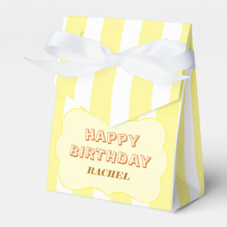Personalized Happy Birthday Yellow Stripe Favor Boxes