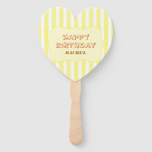 Personalized Happy Birthday Yellow Stripe Hand Fan