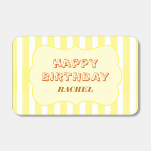 Personalized Happy Birthday Yellow Stripe Matchboxes