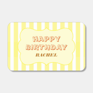 Personalized Happy Birthday Yellow Stripe Matchboxes