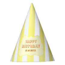Personalized Happy Birthday Yellow Stripe