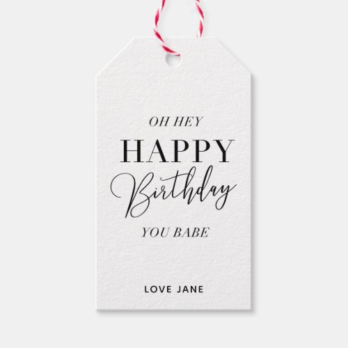 Personalized Happy Birthday You Babe tag pink