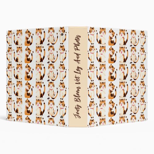 Personalized Happy Calico Cartoon Cat Binder