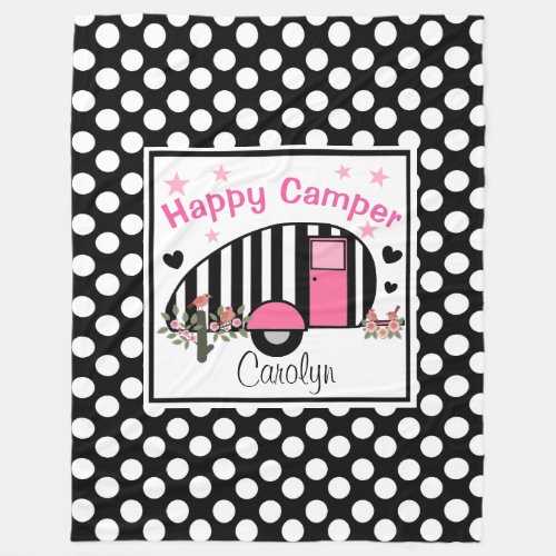 Personalized Happy Camper Fleece Blanket