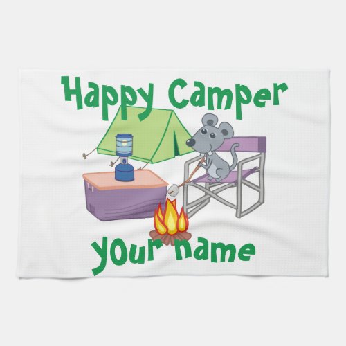 Personalized Happy Camper Kitchen Towel