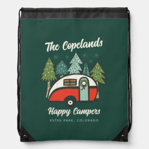 Personalized Happy Campers Christmas Drawstring Bag