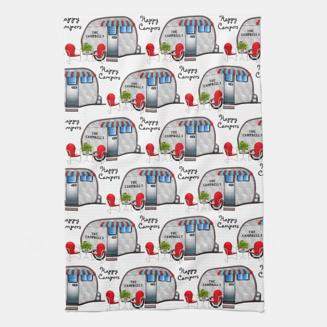Personalized "Happy Campers" Kitchen Kitchen Towel (Vertical)