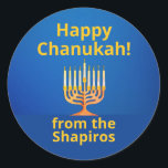 Personalized Happy Chanukah! Menorah Classic Round Sticker<br><div class="desc">Personalized Happy Chanukah! Menorah Classic Round Sticker</div>