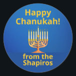 Personalized Happy Chanukah! Menorah Classic Round Sticker<br><div class="desc">Personalized Happy Chanukah! Menorah Classic Round Sticker</div>