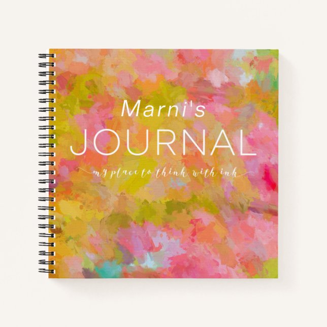 Personalized Happy Colors Abstract Art Design Notebook (Front)