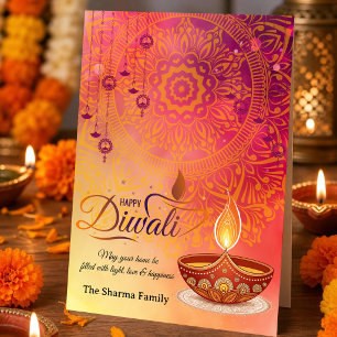 Personalized Happy Diwali Family Festival of Light Holiday Card
