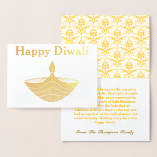 Personalized Happy Diwali Gold Foil Card