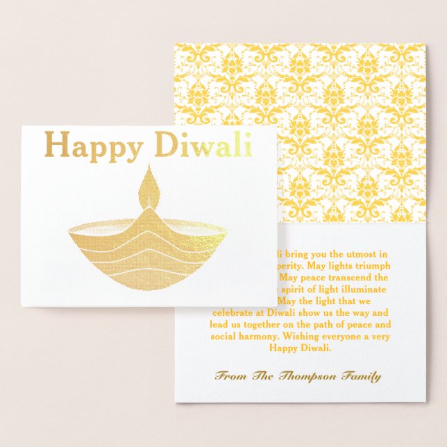 Personalized Happy Diwali Gold Foil Card (Display)
