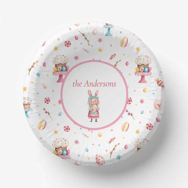 Personalized Happy Easter 7" Paper Bowls (Front)