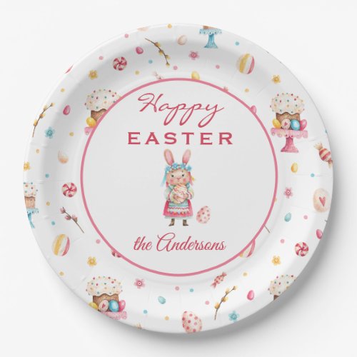 Personalized Happy Easter 9 Round Paper Plates
