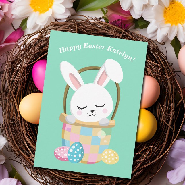 Personalized Happy Easter Bunny Cute Children's Card (Creator Uploaded)