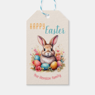 Personalized Happy Easter Bunny Eggs Family Gift Tags