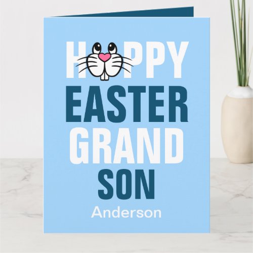 Personalized Happy Easter Bunny Grandson Card