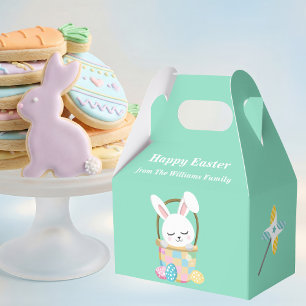 Personalized Happy Easter Bunny Green Party Favor Boxes