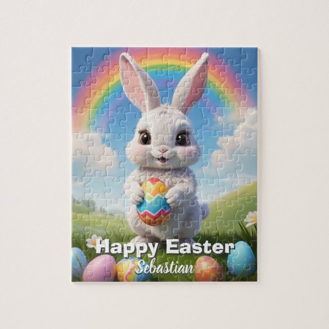 Personalized Happy Easter Bunny Kids Jigsaw Puzzle (Vertical)
