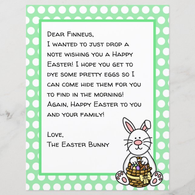 Personalized Happy Easter Bunny Letter   (Front)