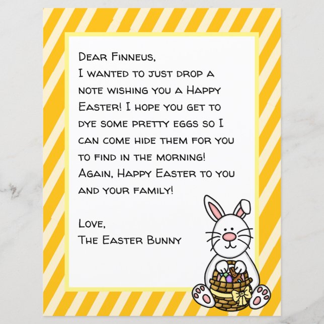 Personalized Happy Easter Bunny Letter (Front)