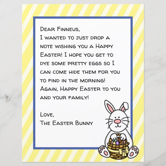 Personalized Happy Easter Bunny Letter (Front)