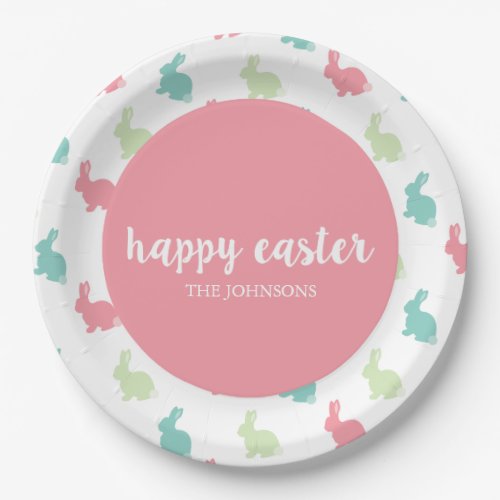 Personalized Happy Easter Bunny Paper Plates