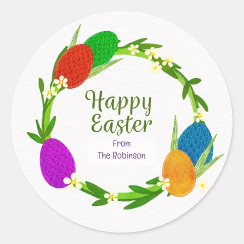 Personalized Happy Easter Classic Round Sticker