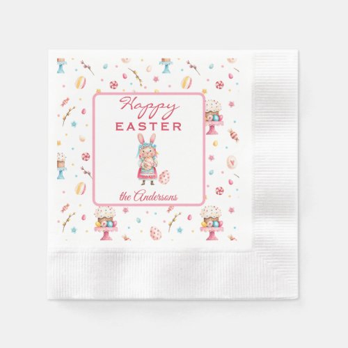 Personalized Happy Easter Coined Cocktail Napkins