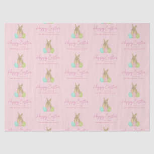 Personalized Happy Easter Cute Bunny Pink Tissue Paper