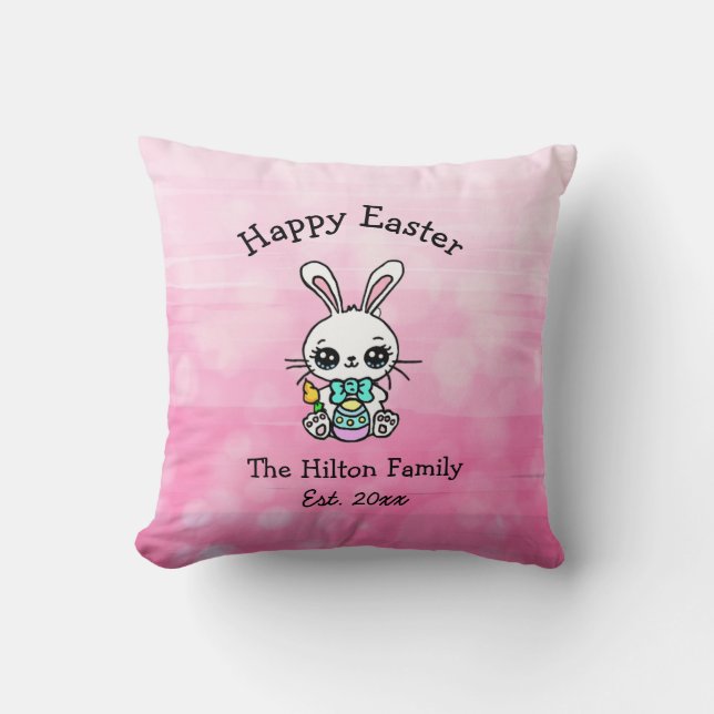 Personalized Happy Easter Decorative Pillow (Front)