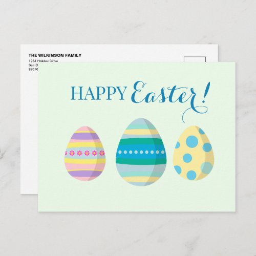 Personalized Happy Easter Eggs Colorful Holiday Postcard