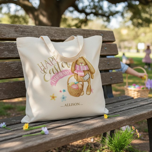 Personalized Happy Easter Everybunny ID640 Tote Bag (Creator Uploaded)