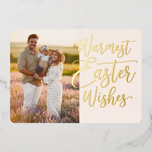 Personalized Happy Easter Family Photo Gold Foil Holiday Card