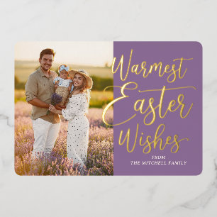 Personalized Happy Easter Family Photo Gold Foil Holiday Card