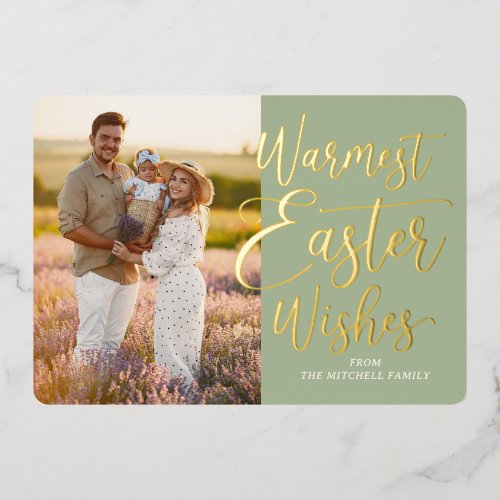 Personalized Happy Easter Family Photo Gold Foil Holiday Card