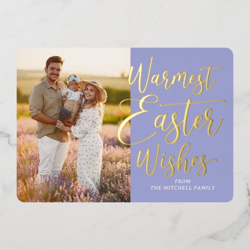 Personalized Happy Easter Family Photo Gold Foil Holiday Card