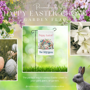 Personalized Happy Easter Gnome Garden Flag