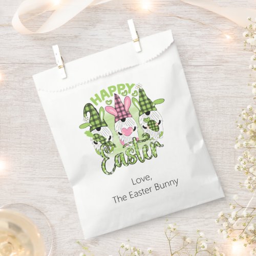 Personalized Happy Easter Gnomes Pink Green  Favor Bag