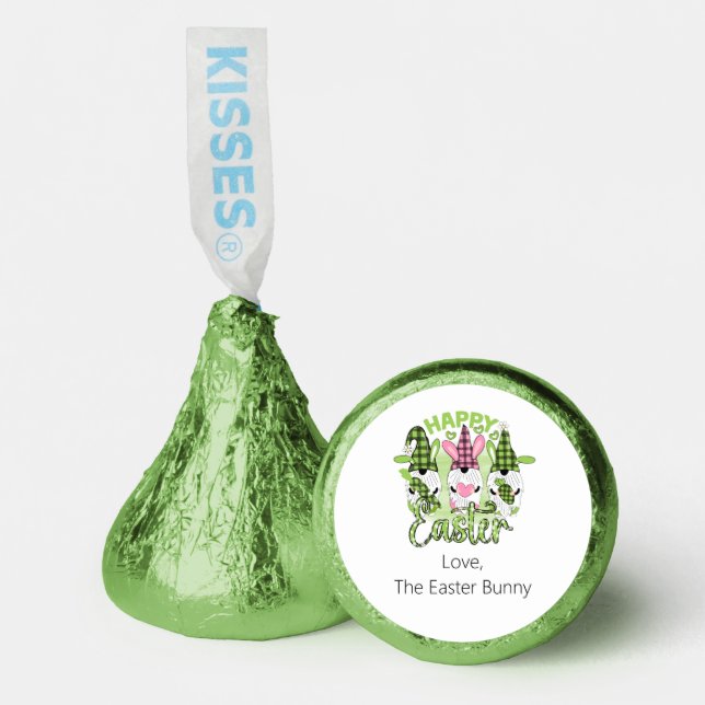 Personalized Happy Easter Gnomes Pink Green  Hershey®'s Kisses® (Front)
