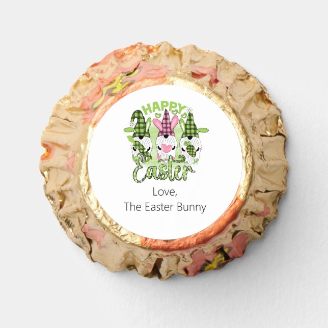 Personalized Happy Easter Gnomes Pink Green  Reese's Peanut Butter Cups (Front)